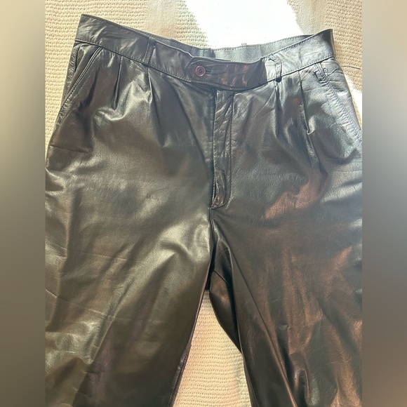 Vintage 80’s J. Park Pleated Leather Pants 32X23 - Picture 4 of 6